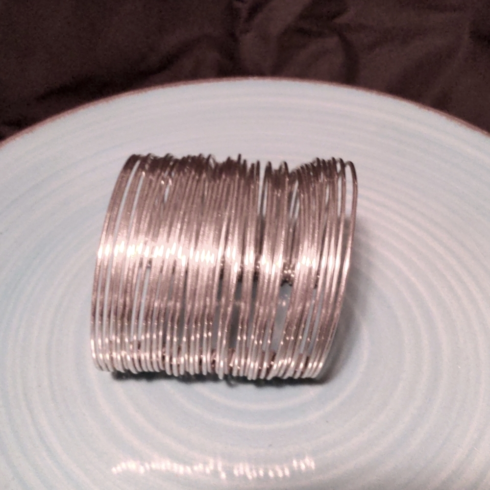 Statement Wire Cuff Silver Tone - image 3